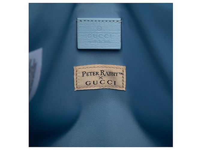 Borsa tote Gucci in nylon e tessuto rosa e blu - vista 5