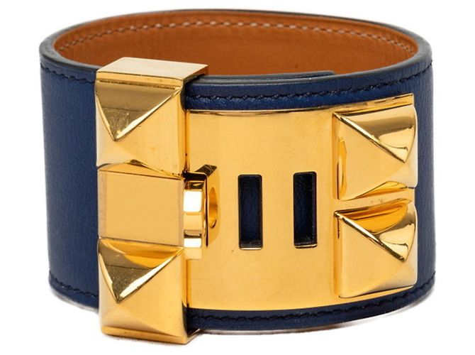 Hermès Hermes Collier de Chien Bracelet - Size S, Navy and Gold D'oro Blu navy - vista 3