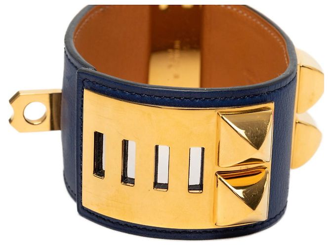 Hermès Hermes Collier de Chien Bracelet - Size S, Navy and Gold D'oro Blu navy - vista 4