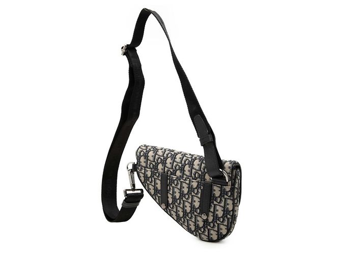 Borsa a tracolla Saddle Dior Oblique Christian Dior Nero Beige - vista 2