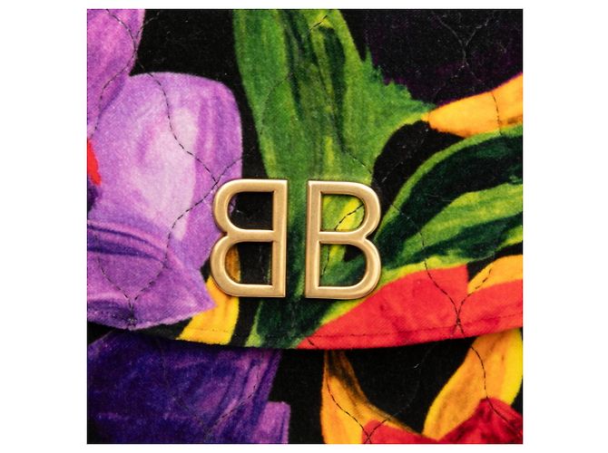 Borsa a tracolla matelassé con catena Balenciaga Logo Flower Nero Multicolore - vista 4