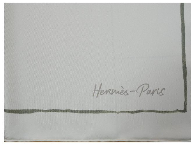 Hermès Libre Comme Pégase Seidentuch 90 cm - Weiß Grau - Ansicht 7