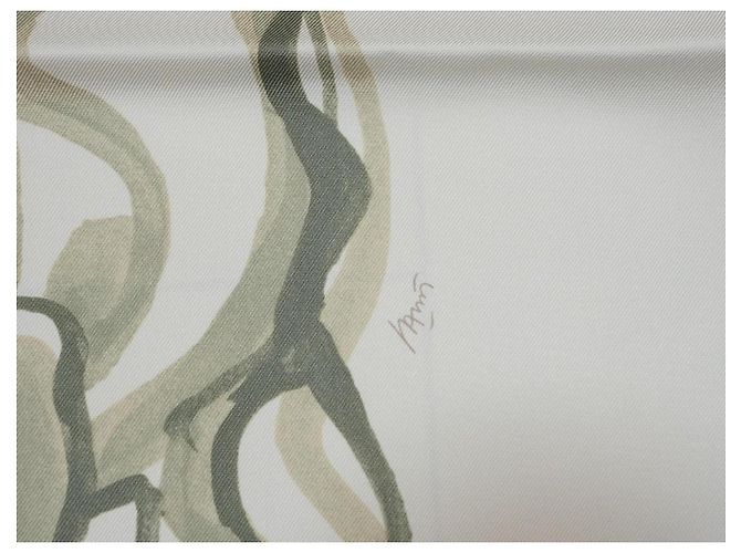 Hermès Libre Comme Pégase Seidentuch 90 cm - Weiß Grau - Ansicht 9