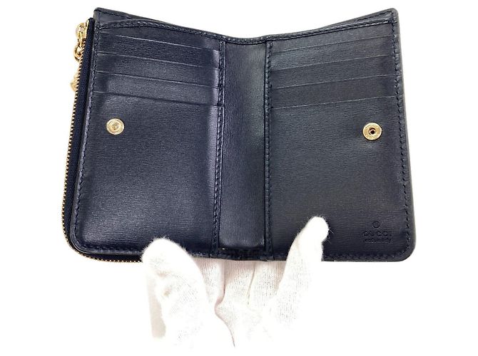 Portafoglio bi-fold Gucci in canvas Navy Blu navy - vista 4