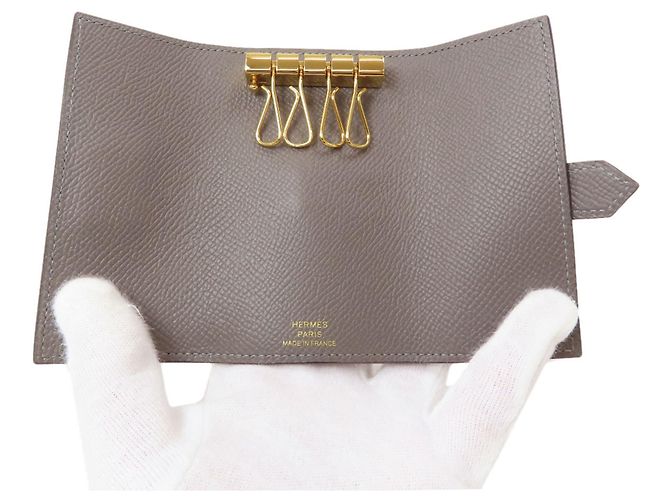 Hermès Hermes Bearn Schlüsseletui aus grauem Epsom-Leder Braun - Ansicht 4