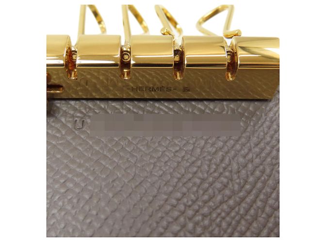 Hermès Hermes Bearn Schlüsseletui aus grauem Epsom-Leder Braun - Ansicht 6