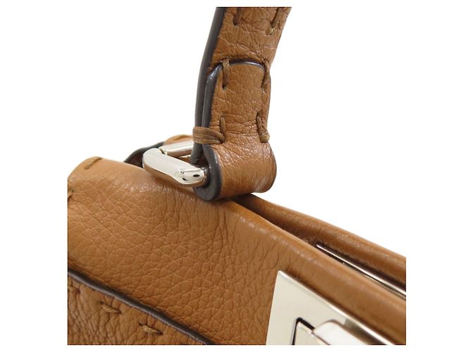Borsa 2-Way Fendi Peekaboo Mini Selleria Marrone - vista 14