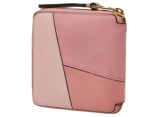 Cartera bi-fold con cremallera redonda Loewe Anagram Puzzle Rosa - vista 2