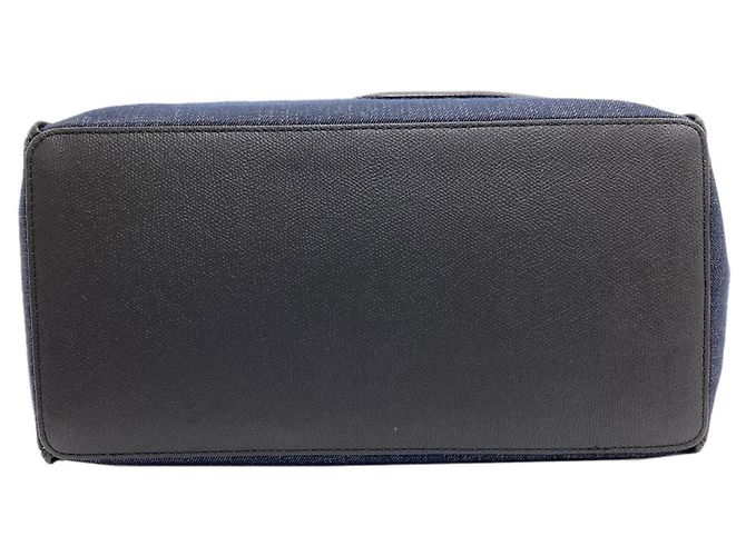Valextra gestreifter Canvas Tote Bag Weiß Marineblau - Ansicht 4