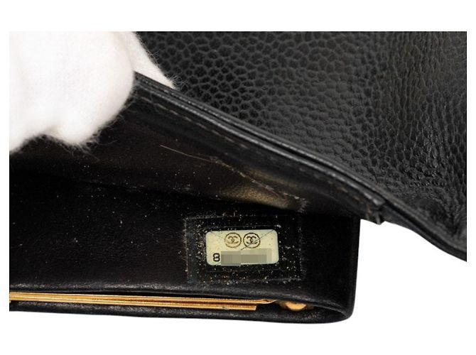 Cartera bi-fold Chanel de piel caviar negra Negro - vista 7