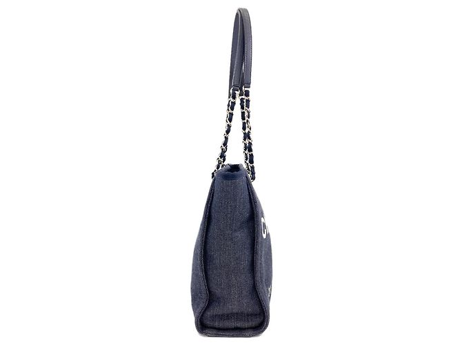 Borsa Tote Chanel A66939 Deauville PM Blu navy - vista 3