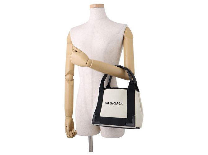 Everyday Borsa Balenciaga Cabas XS Navy Nero Bianco - vista 4