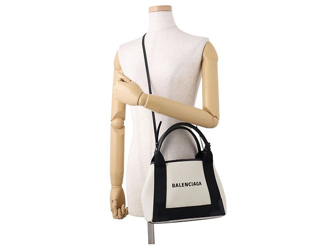 Everyday Borsa Balenciaga Cabas XS Navy Nero Bianco - vista 5