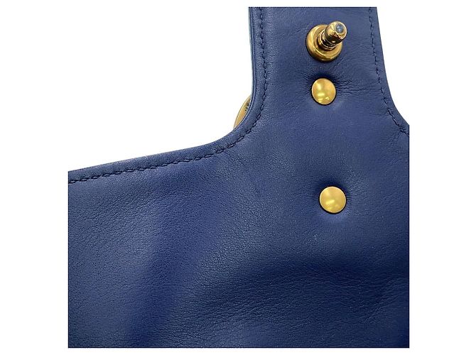 Borsa a tracolla Gucci GG Marmont Small in denim con catena Blu - vista 10