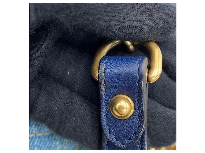 Borsa a tracolla Gucci GG Marmont Small in denim con catena Blu - vista 13