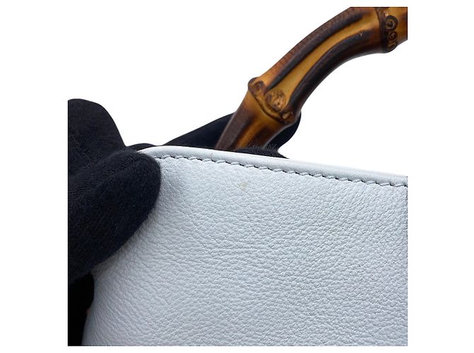 Borsa a mano piccola in pelle Gucci Diana Bamboo Blu chiaro - vista 10