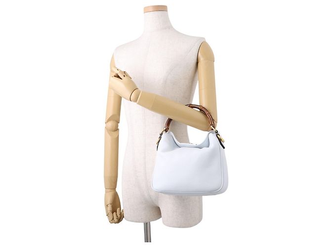 Borsa a mano piccola in pelle Gucci Diana Bamboo Blu chiaro - vista 4