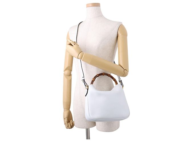 Borsa a mano piccola in pelle Gucci Diana Bamboo Blu chiaro - vista 6