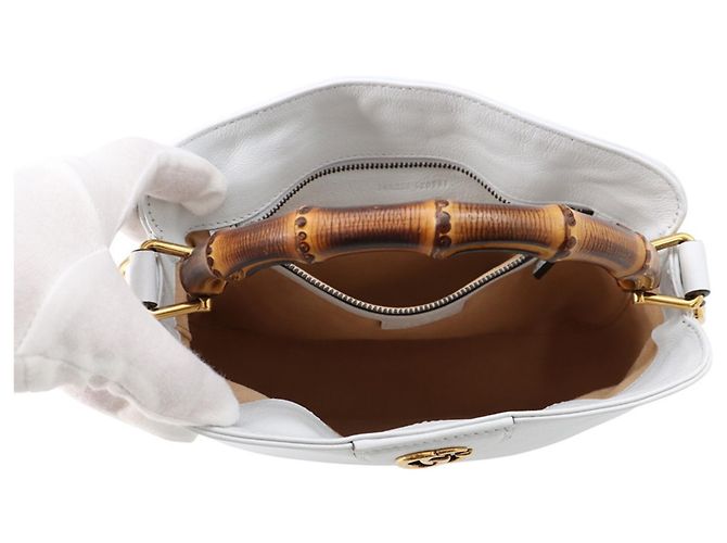 Borsa a mano piccola in pelle Gucci Diana Bamboo Blu chiaro - vista 7