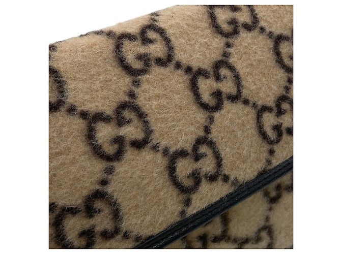Borsa a tracolla Gucci GG in lana e pelle Nero Beige - vista 10