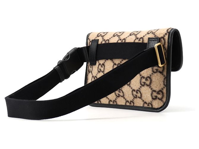 Borsa a tracolla Gucci GG in lana e pelle Nero Beige - vista 2