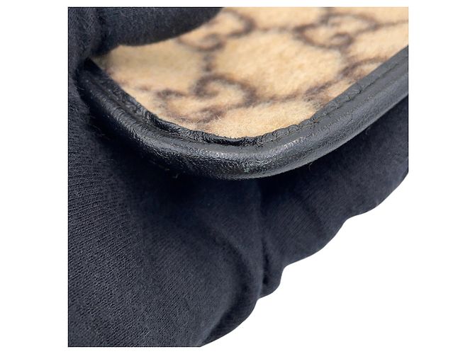 Borsa a tracolla Gucci GG in lana e pelle Nero Beige - vista 7