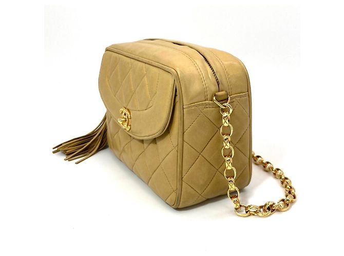 Borsa a tracolla Chanel Matelassé Diana con nappa e catena Nero Beige D'oro - vista 2