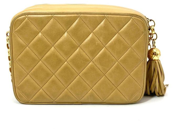 Borsa a tracolla Chanel Matelassé Diana con nappa e catena Nero Beige D'oro - vista 3