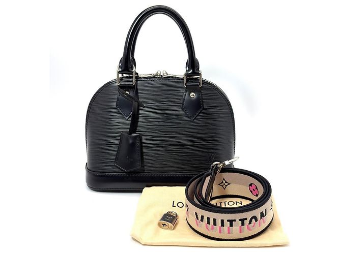 Borsa Louis Vuitton Alma BB in pelle Epi nera Nero - vista 14