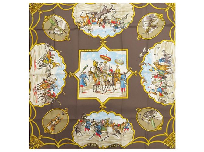 Hermès Hermes Carre 90 Mughal Horse Schal Braun - Ansicht 3