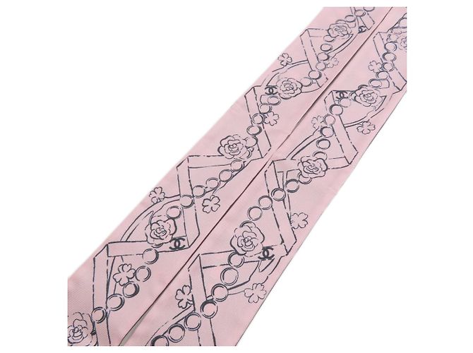 Chanel Coco Mark Slim Bandeau Schal Schwarz Pink - Ansicht 2