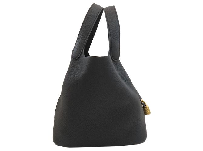 Hermès Borsa Hermes Picotin Lock PM in pelle Taurillon Clemence nera Nero - vista 3