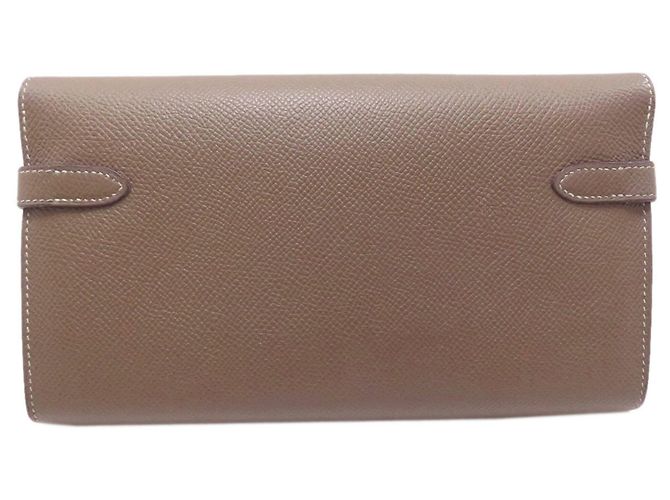 Hermès Cartera Hermes Kelly Long en Etoupe Gray Gris pardo - vista 2