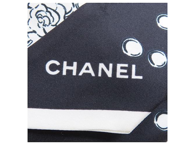 Sciarpa Bandeau Slim Chanel Coco Mark Nero Bianco - vista 4