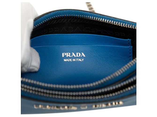 Prada Blue City Calf Double Zip Crossbody - vista 5