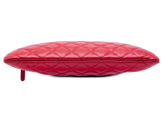 Clutch Chanel Red Medium Quilted Lambskin O Case Rosso - vista 3