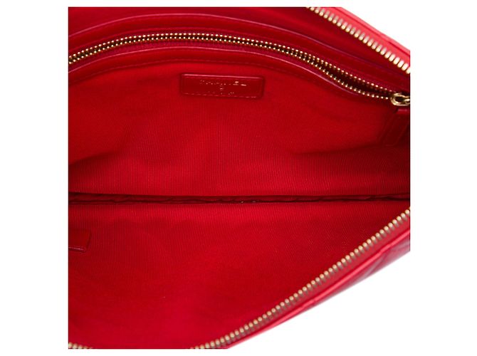 Clutch Chanel Red Medium Quilted Lambskin O Case Rosso - vista 4