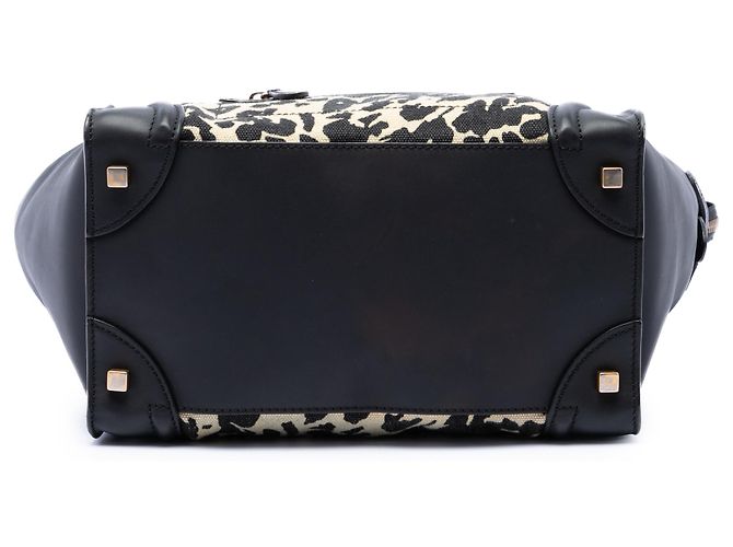 Céline Celine Mini Canvas Leopard Print Luggage Tote Beige - vista 3