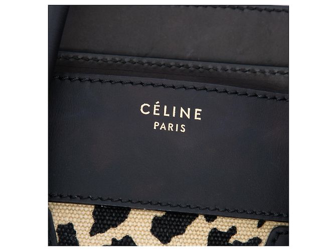 Céline Celine Mini Canvas Leopard Print Luggage Tote Beige - vista 5