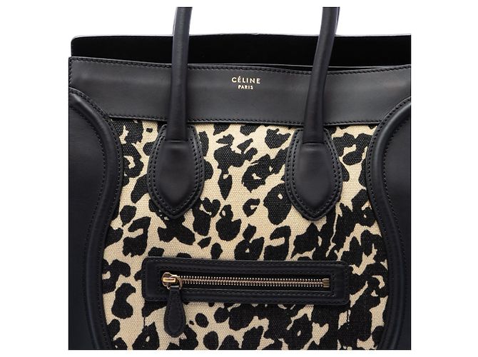 Céline Celine Mini Canvas Leopard Print Luggage Tote Beige - vista 6