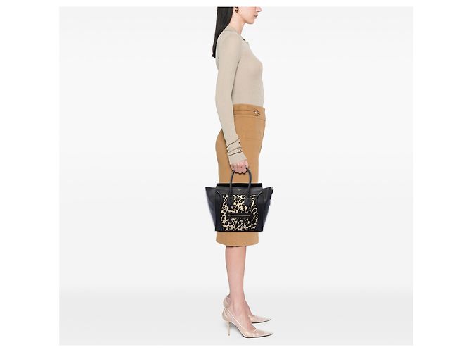 Céline Celine Mini Canvas Leopard Print Luggage Tote Beige - vista 7