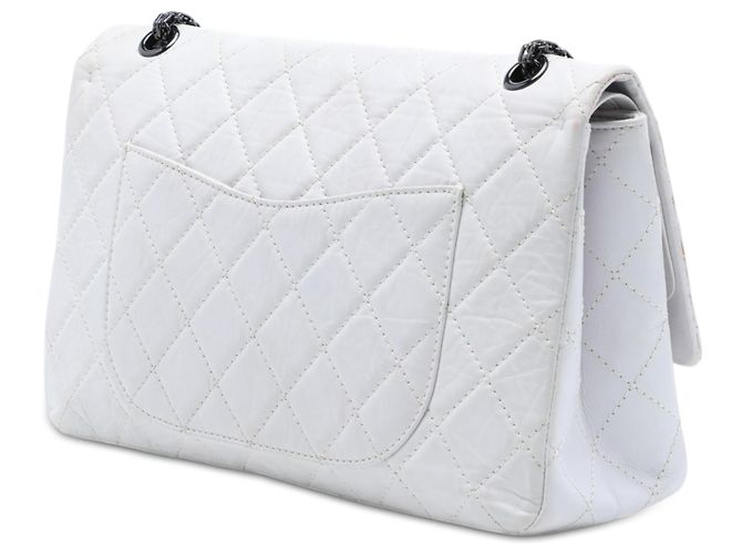 Chanel White Quilted Aged Calfskin Reissue 2.55 Double Flap 227 Bianco - vista 2
