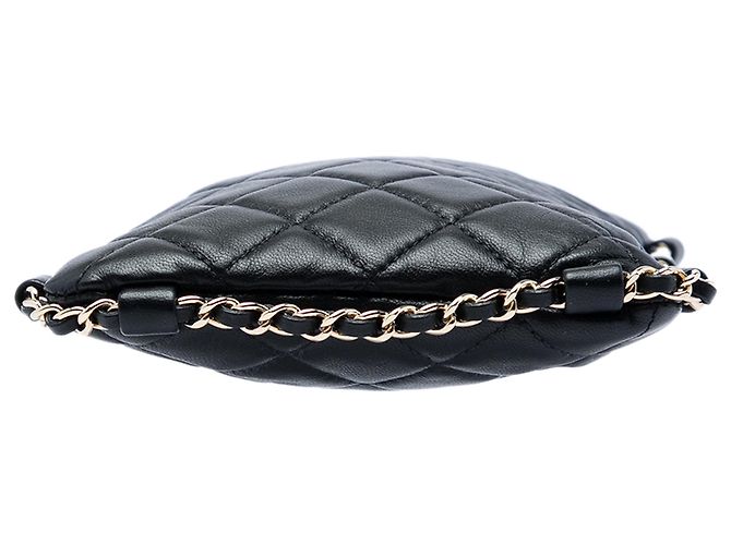 Chanel Black CC gestepptes Lammleder Handyhalter Crossbody mit Kette Schwarz - Ansicht 3