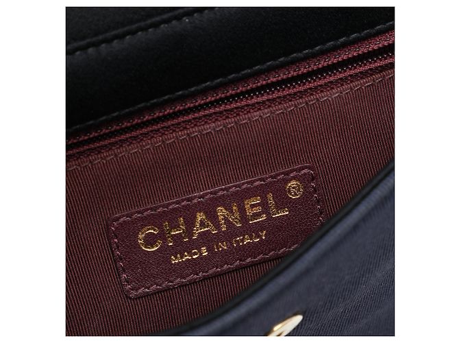 Chanel Blue Small Bicolor Quilted Grosgrain Satin Small Mademoiselle Double Flap Blu navy - vista 6