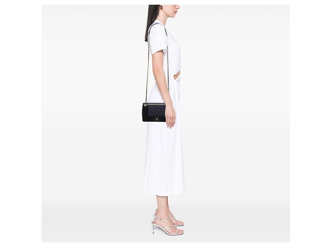 Chanel Blue Small Bicolor Quilted Grosgrain Satin Small Mademoiselle Double Flap Blu navy - vista 7