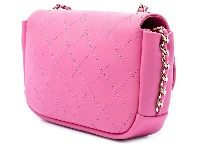 Chanel Pink CC Quilted Goatskin Casual Trip Flap Rosa - vista 2