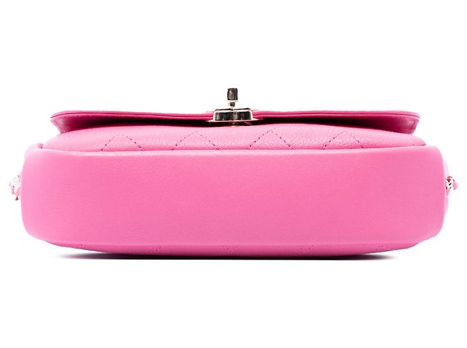 Chanel Pink CC Quilted Goatskin Casual Trip Flap Rosa - vista 3