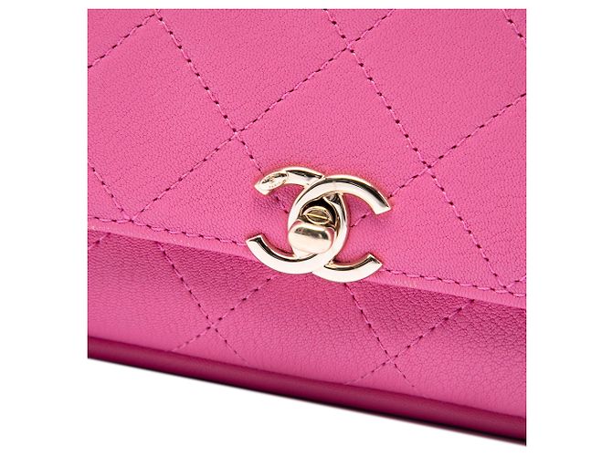 Chanel Pink CC Quilted Goatskin Casual Trip Flap Rosa - vista 5