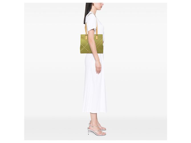 Burberry Supernova Check Canvas Tote mit grünen Nähten Hellgrün - Ansicht 6