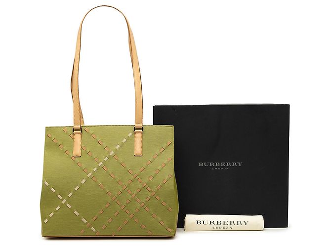 Burberry Supernova Check Canvas Tote mit grünen Nähten Hellgrün - Ansicht 7